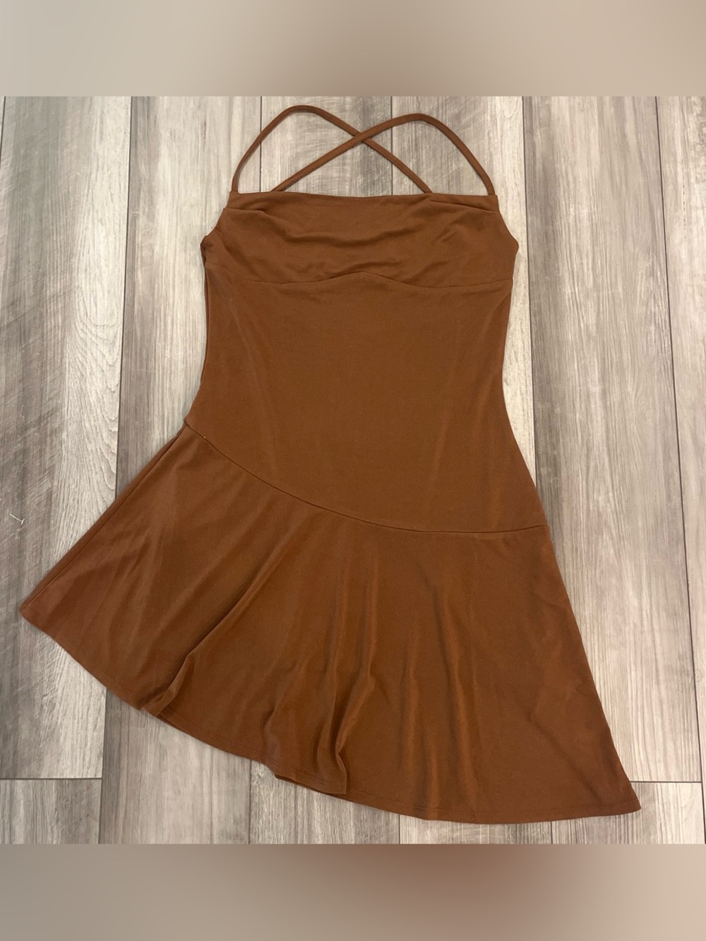 Steve Madden Brown Cross-Strap Mini Dress